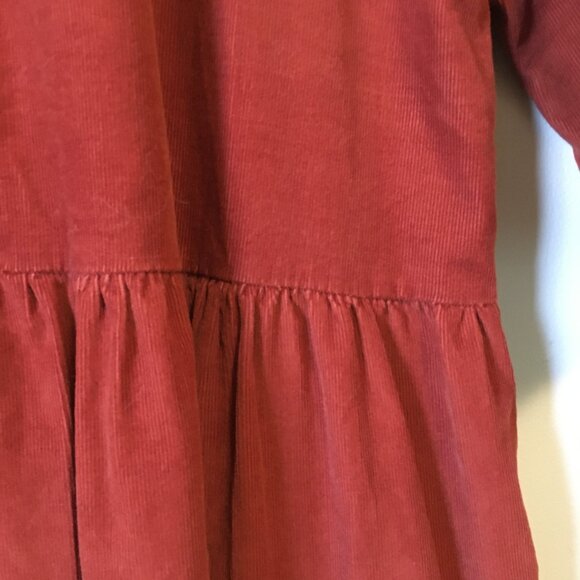 French Quintessence Elgantine Dress in Burnt Orange Terracotta Corduroy - Picture 6 of 16